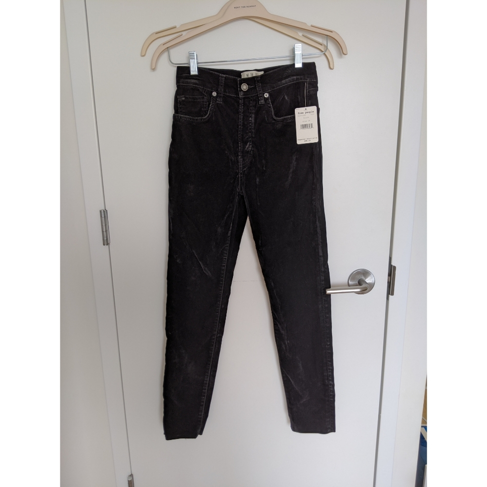 NWT Free People Black Velvet Skinny Jeans